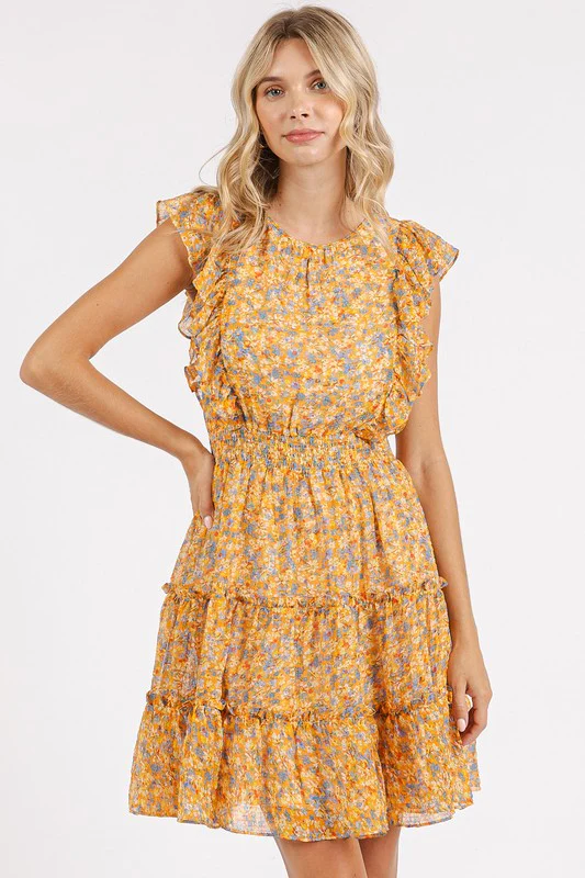 Mittoshop Ditsy Floral Print Ruffle Chiffon Mini Dress - Lositime