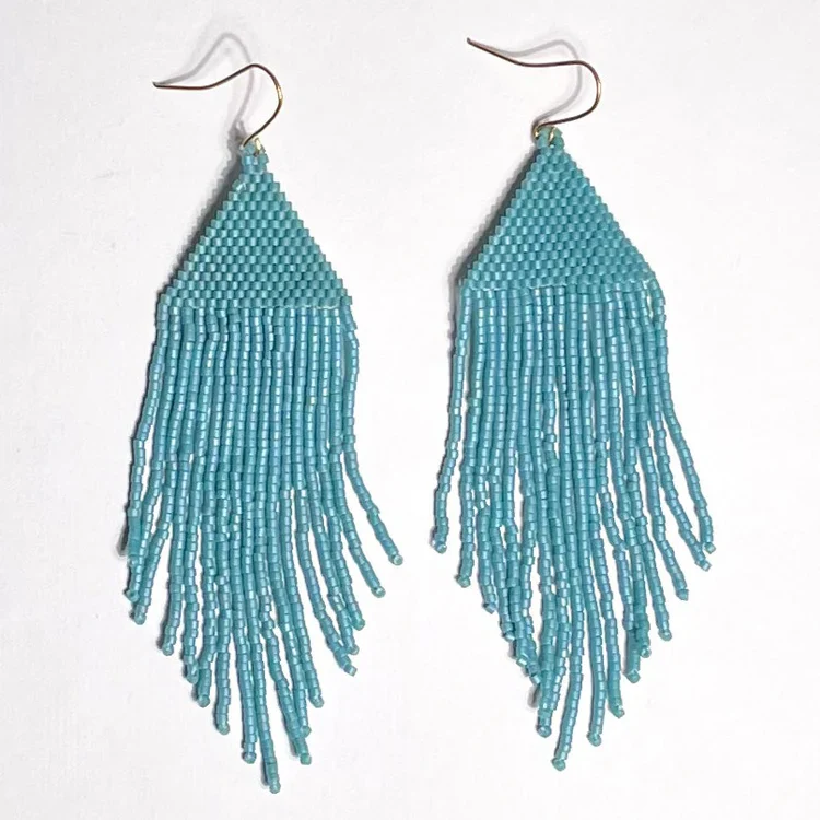 Ivy Teal Blue Fringe Earrings - Lositime