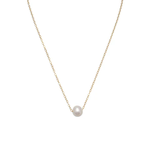 Floating Pearl Necklace in Gold - Lositime