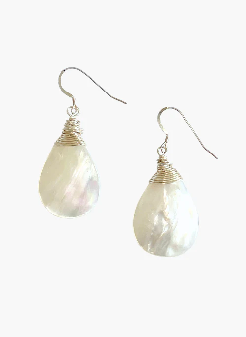 Andrea Large Teardrop Mother of Pearl Earrings - Lositime