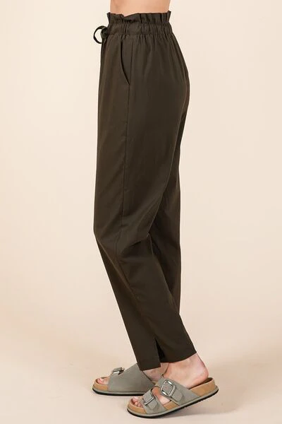 Mittoshop Paperbag Waist Tapered Straight Pants - Lositime