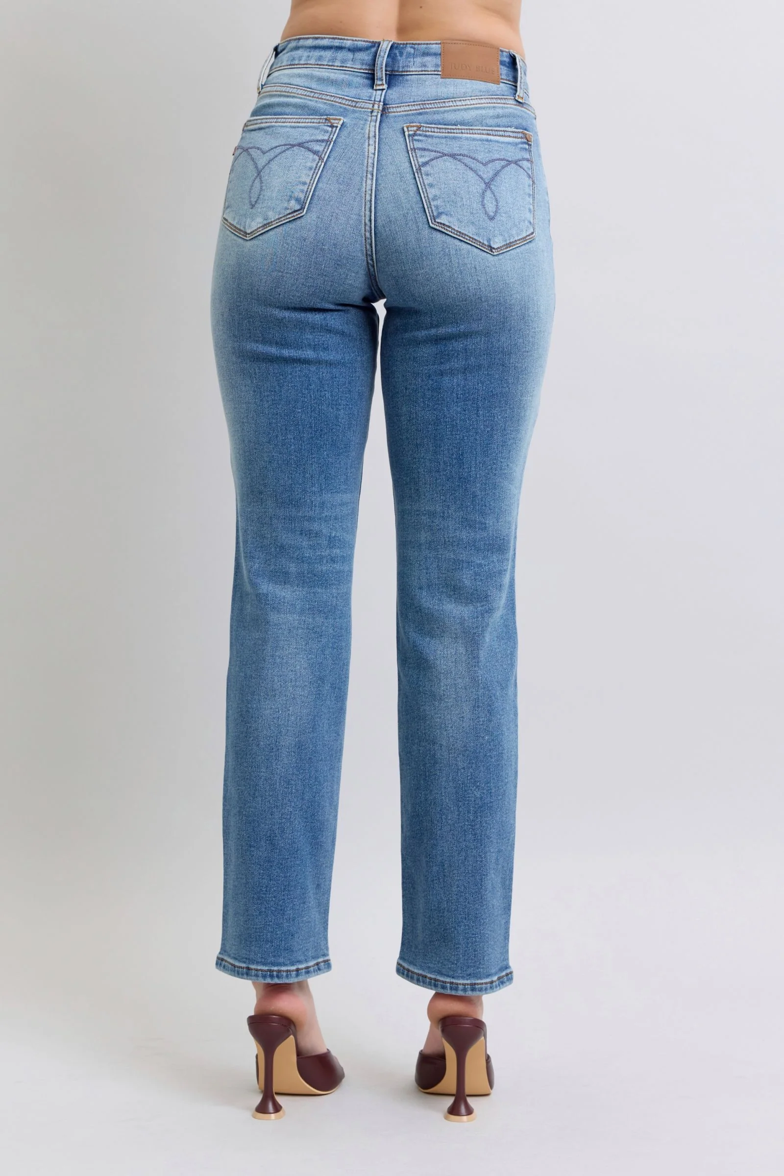 Judy Blue Full Size Run Vintage Wash Thermal Straight Jeans - Lositime