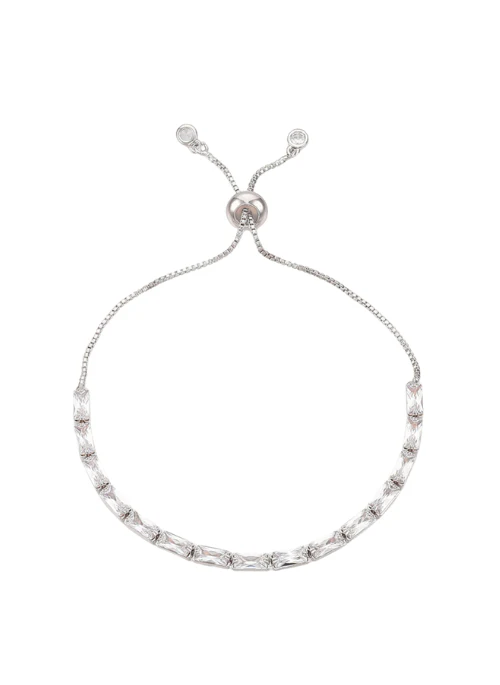 CZ Tennis Bracelet Adjustable Silver - Lositime