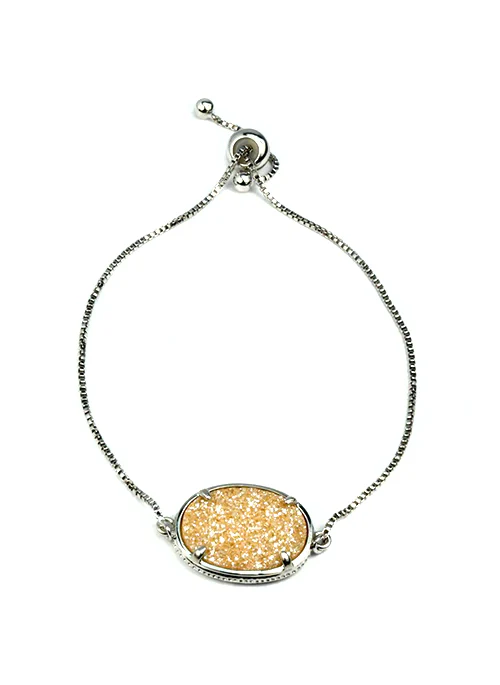 Ariana Large Druzy Bracelet in Silver - Lositime