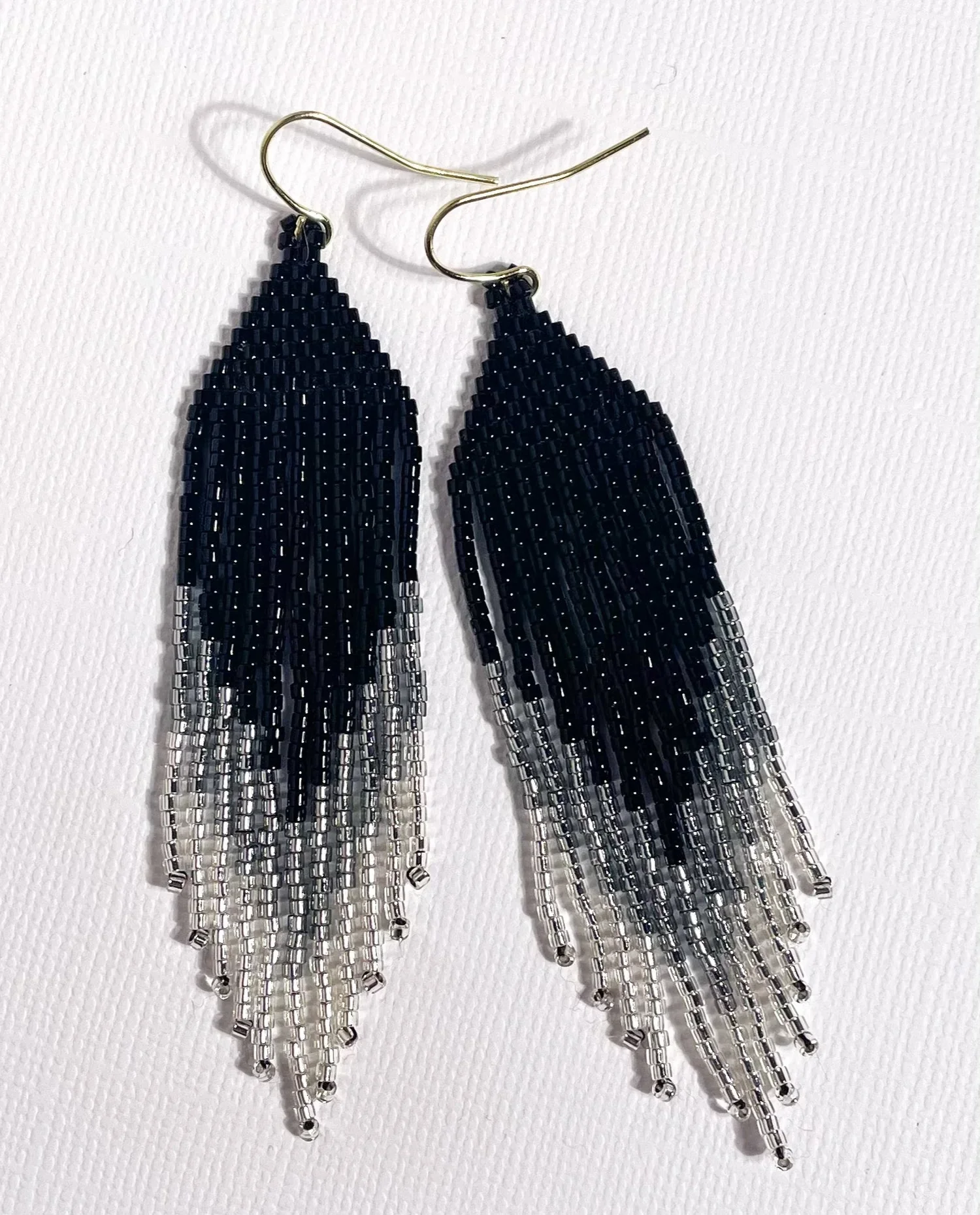Angel Black, and Silver Fringe Earrings - Lositime