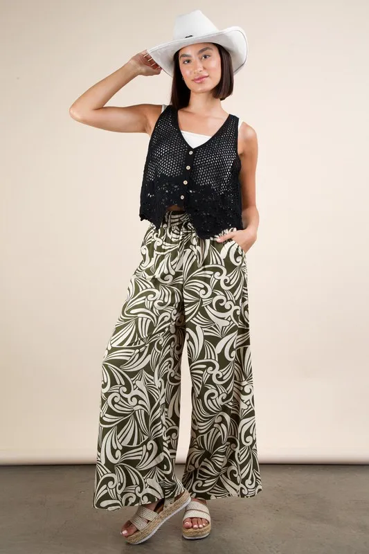 VERY J Printed Wide Leg Pants - Lositime