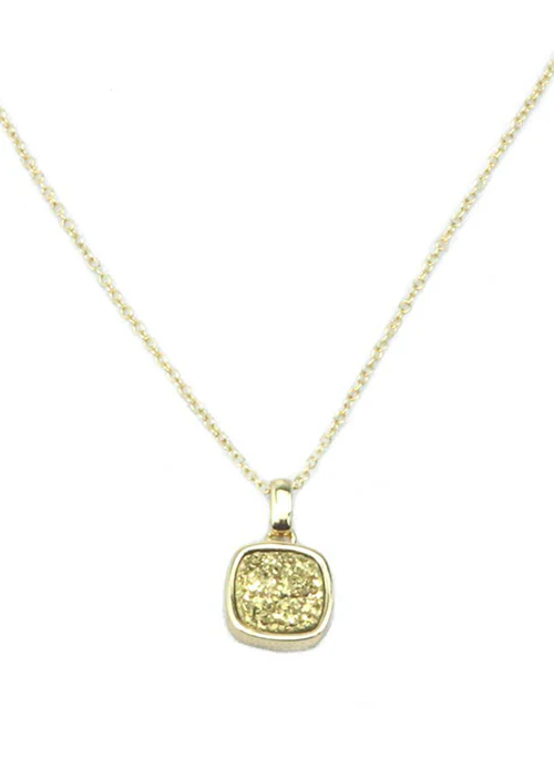 Christy Square Druzy Necklace in Gold - Lositime