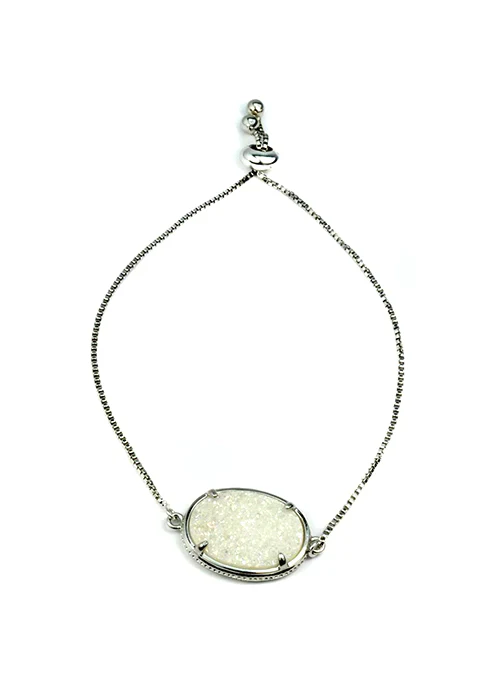 Ariana Large Druzy Bracelet in Silver - Lositime