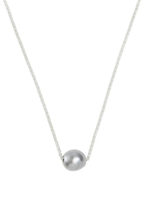 Grey Floating Pearl Necklace in Sterling Silver - Lositime