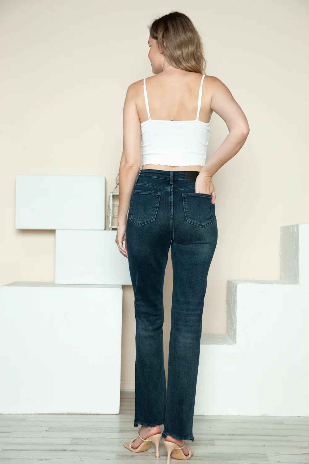 Judy Blue Full Size Button Fly Hem Destroy Straight Jeans - Lositime