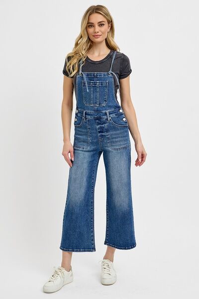 RISEN Full Size Knotted Strap Denim Overalls with Pockets Plus Size - Lositime