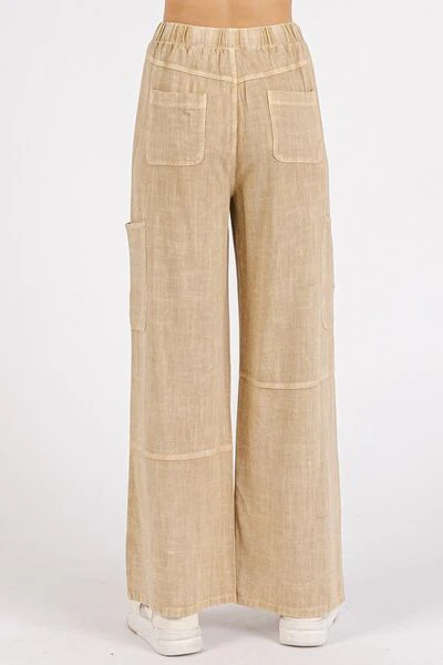 Mittoshop Mineral Wash Drawstring Elastic Waist Pants - Lositime