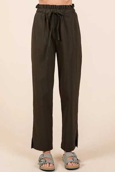 Mittoshop Paperbag Waist Tapered Straight Pants - Lositime