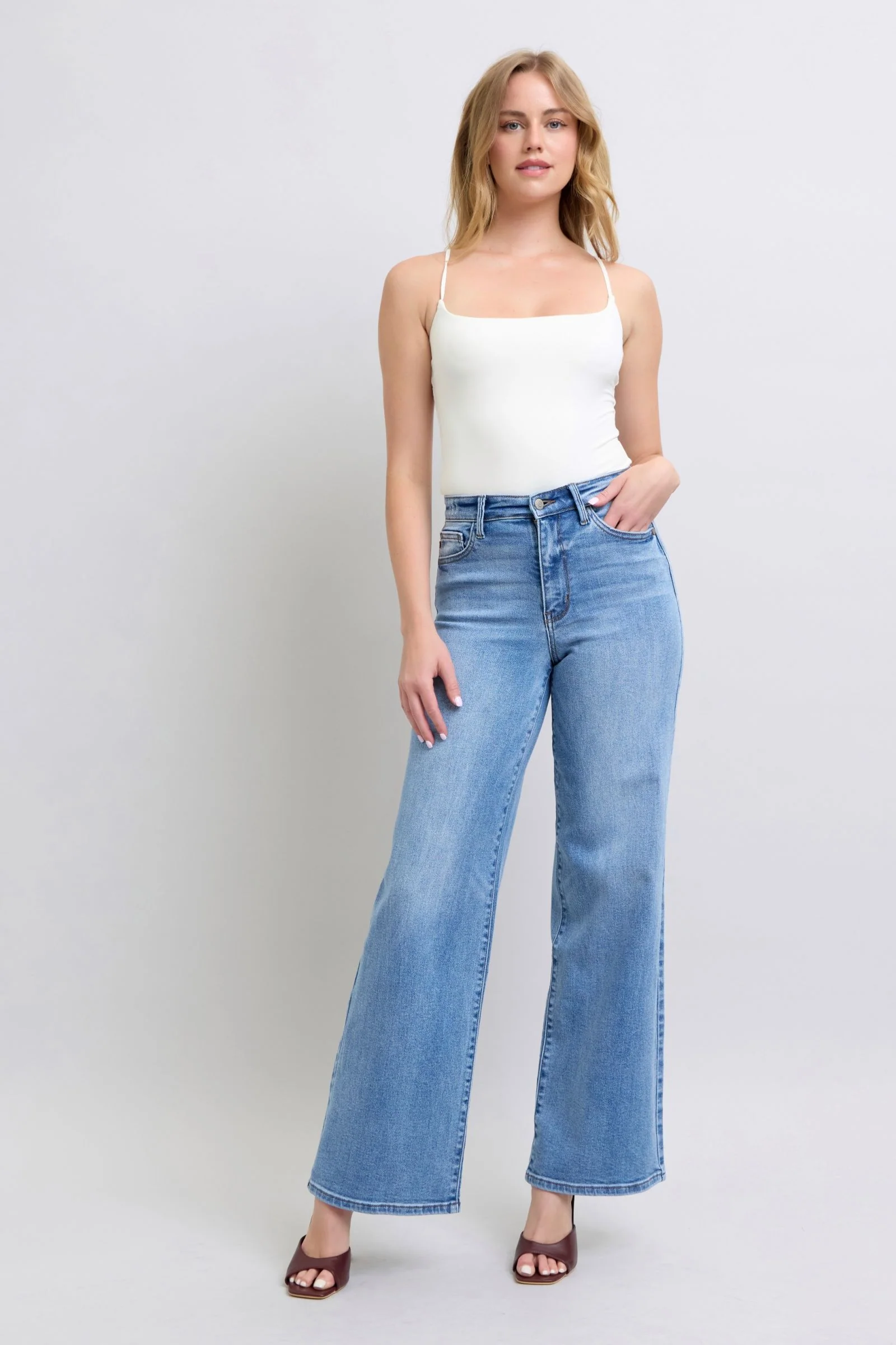 Judy Blue Full Size Wide Leg Jeans with Pockets - Lositime