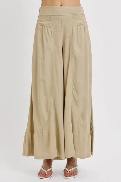 RISEN Shirring Detail Wide Leg Pants - Lositime