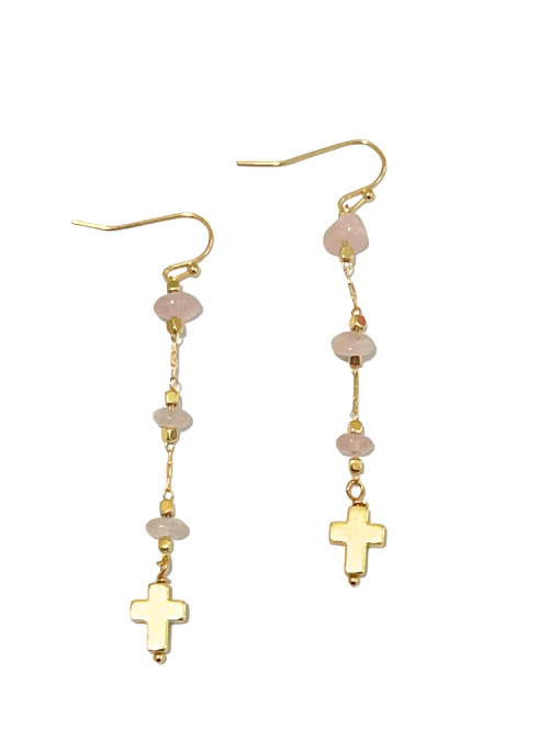 Grace Gemstone Cross Earrings - Lositime
