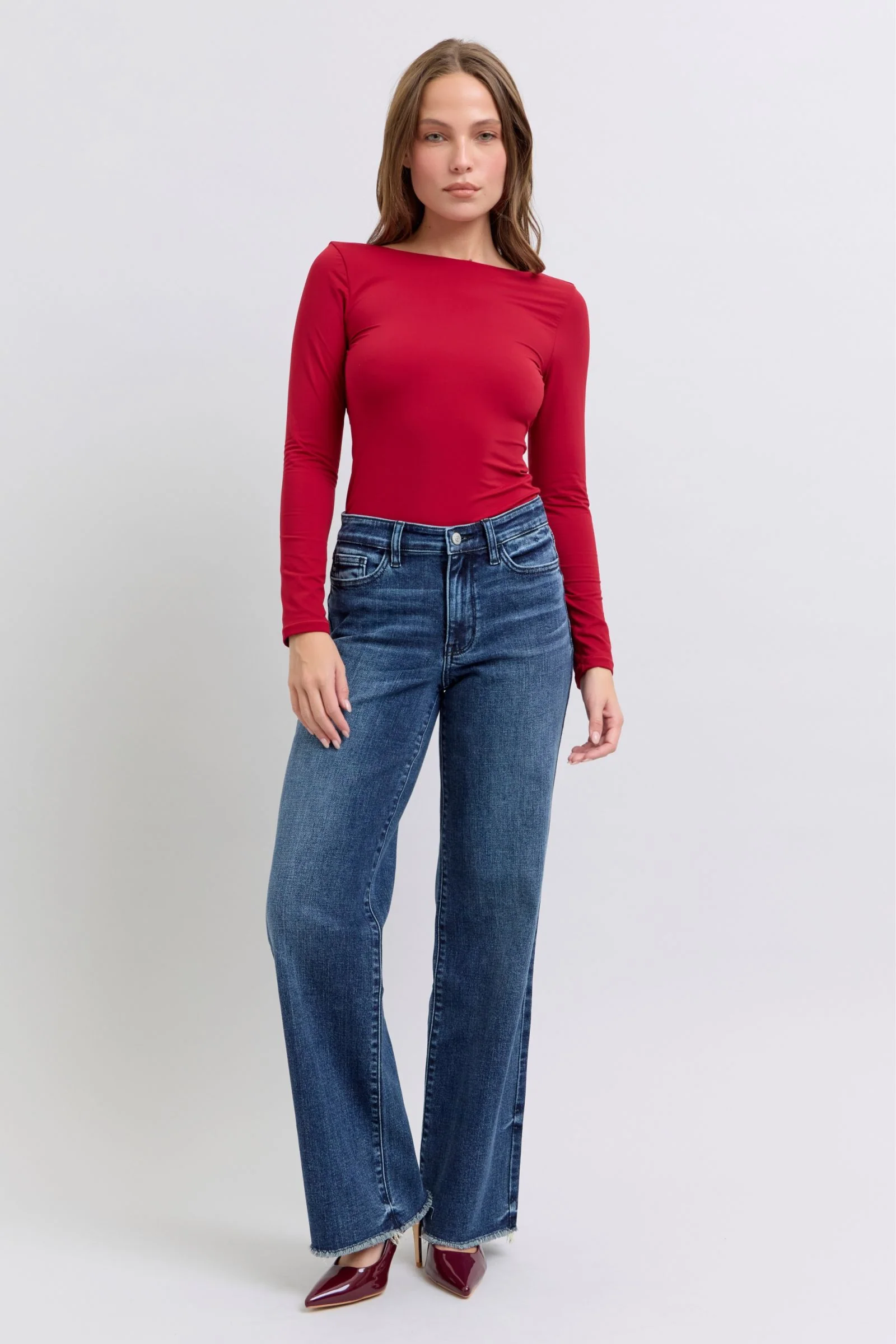 Judy Blue Full Size Raw Hem Mid Rise Jeans - Lositime