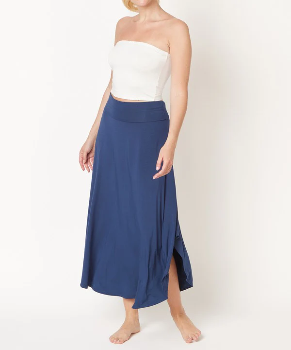 BAMBOO BAND WAIST MAXI SKIRT - Lositime