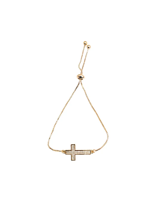 Pave Cross CZ Bracelet Gold - Lositime