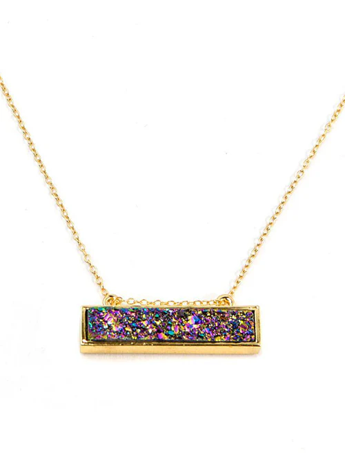 Bethany Druzy Bar Necklace in Gold - Lositime
