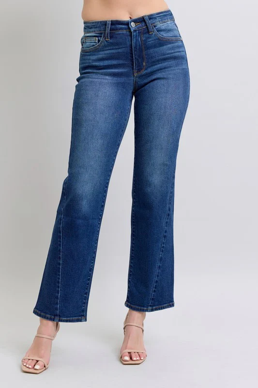 Judy Blue Full Size Side Seam Detail Straight Jeans with Pockets - Lositime