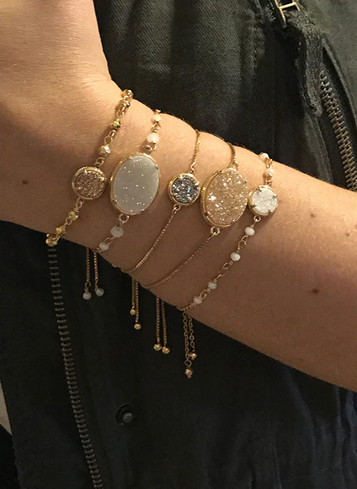 Ariana Large Druzy Bracelet in Silver - Lositime