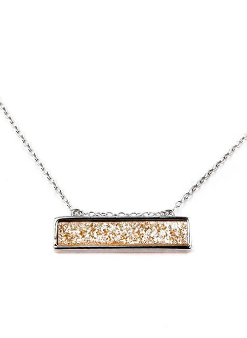 Bethany Druzy Bar Necklace in Silver - Lositime