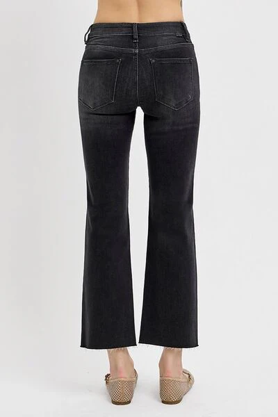 RISEN Tummy Control Mid Rise Crop Straight Jeans - Lositime