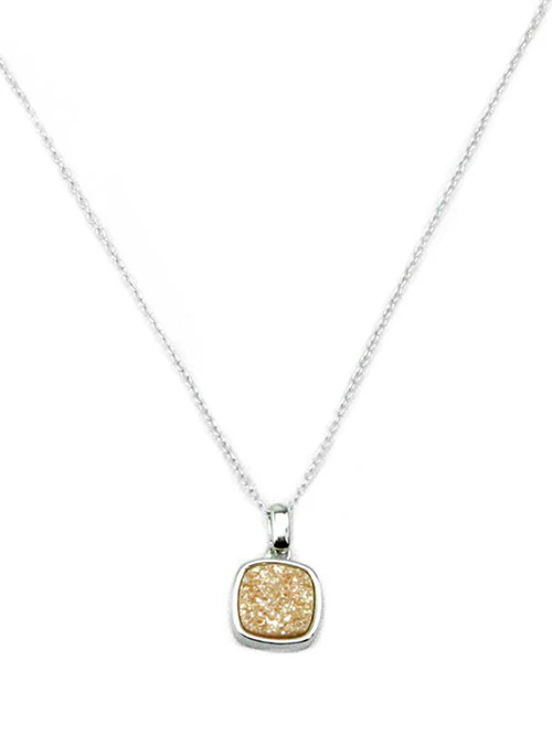 Christy Square Druzy Necklace in Silver - Lositime