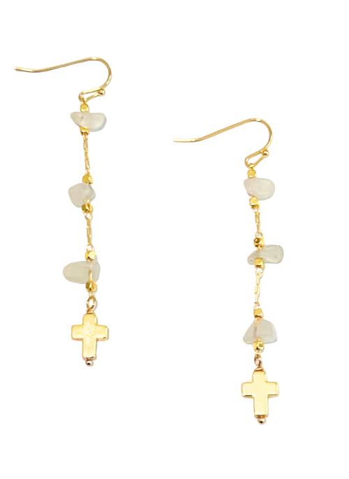 Grace Gemstone Cross Earrings - Lositime