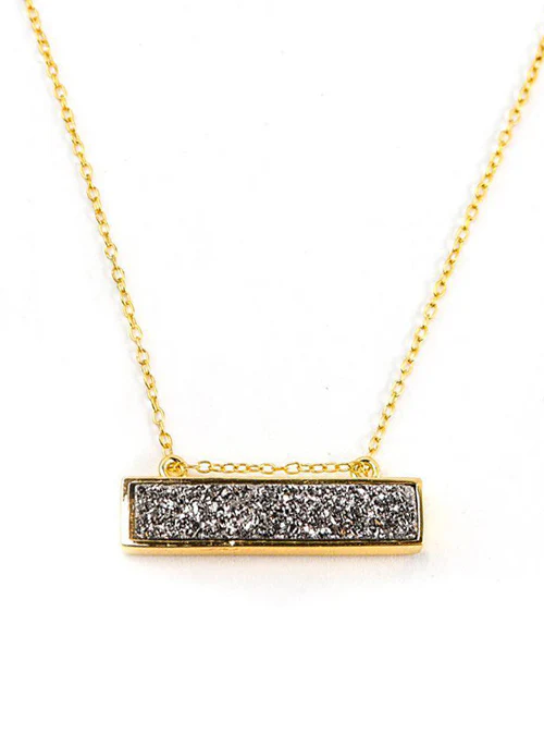 Bethany Druzy Bar Necklace in Gold - Lositime