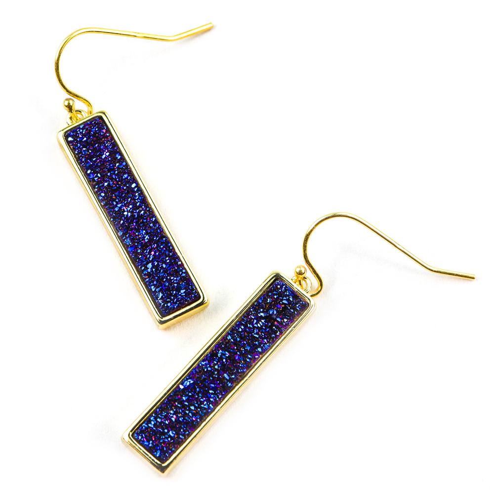 Bethany Druzy Bar Earrings in Gold - Lositime