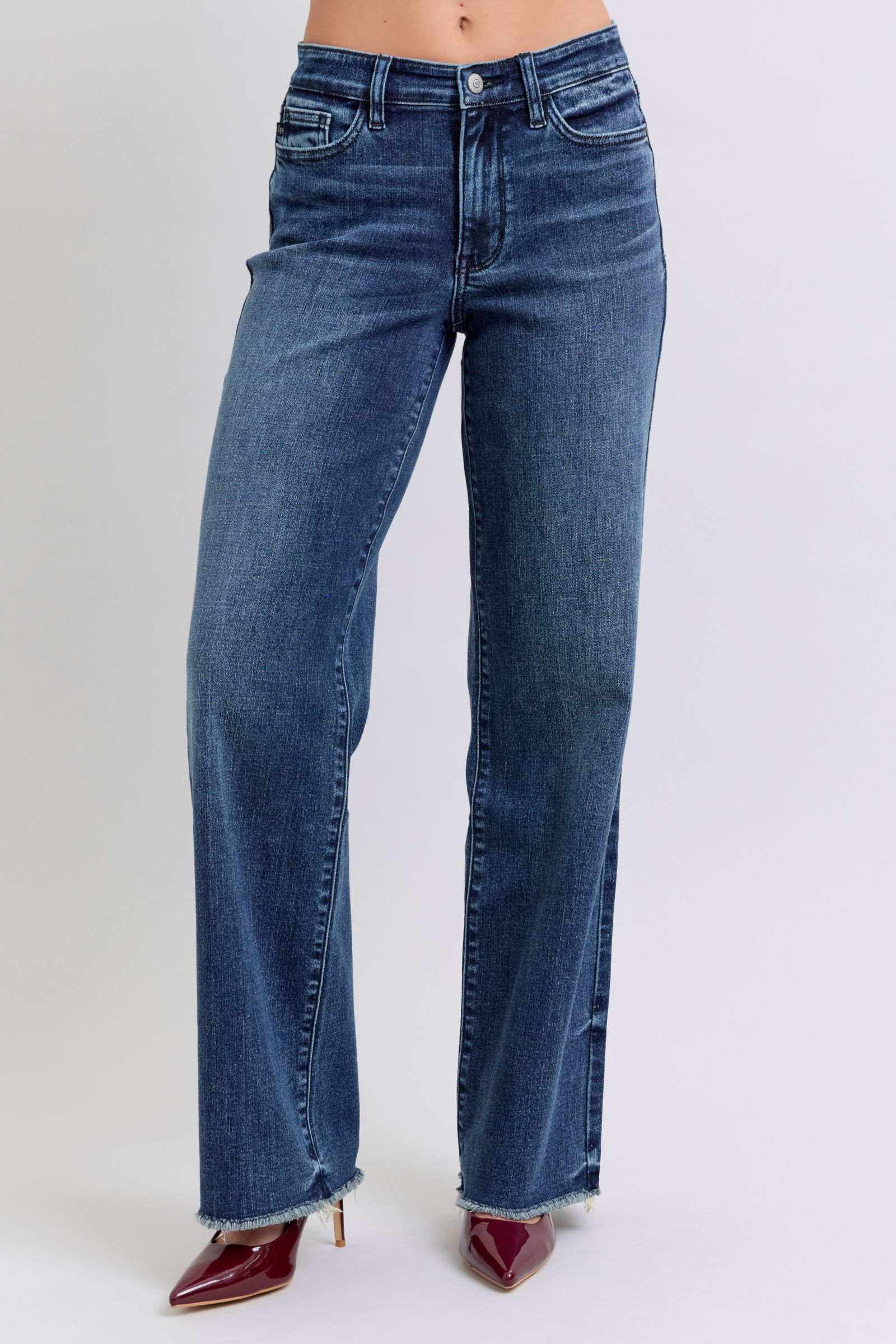 Judy Blue Full Size Raw Hem Mid Rise Jeans - Lositime