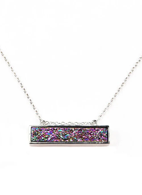 Bethany Druzy Bar Necklace in Silver - Lositime