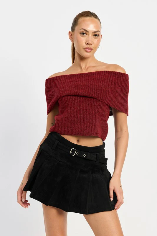 PLEATED SUEDE SKORT WITH BELT - Lositime