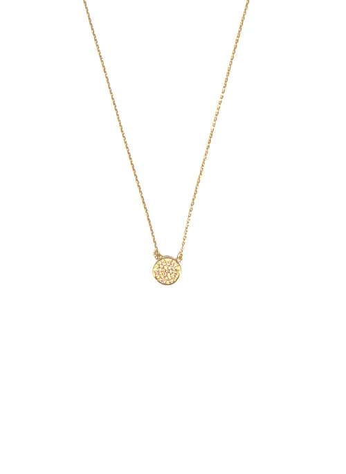 Dainty CZ Disc Necklace Gold - Lositime