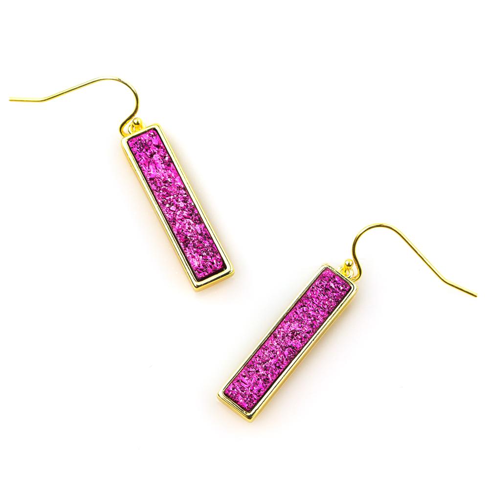 Bethany Druzy Bar Earrings in Gold - Lositime