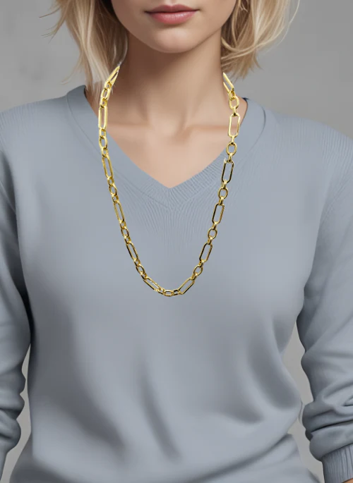 Jasmine Gold Chunky Paperclip Necklaces - Lositime