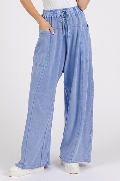 Mittoshop Mineral Wash Elastic Waist Baarrel Leg Baggy Pants - Lositime