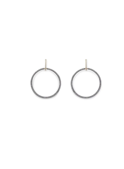 Gold & Gunmetal Pave Hoops - Lositime