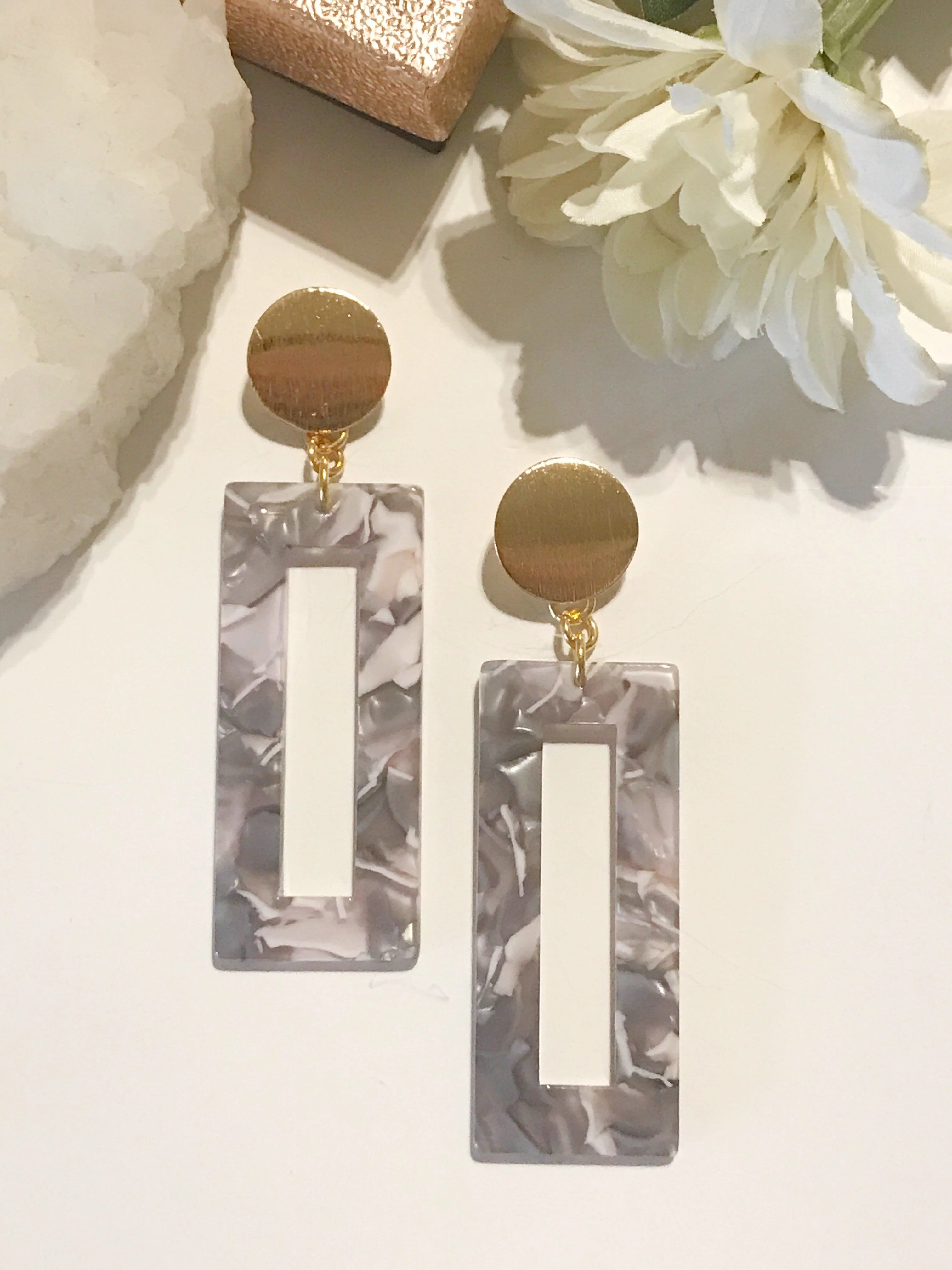Heather Rectangle Resin Earrings - Lositime
