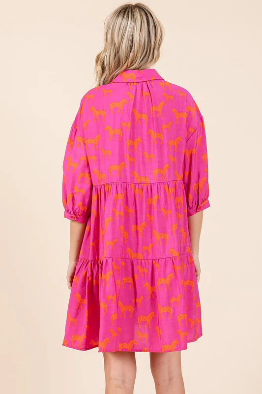 Mittoshop Zebra Print Button Down Shirt Mini Dress - Lositime