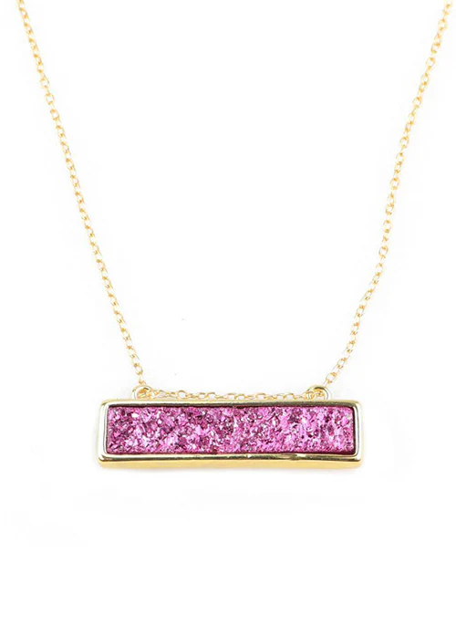 Bethany Druzy Bar Necklace in Gold - Lositime