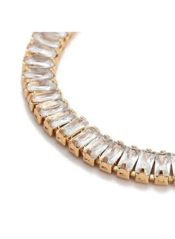 Rectangle CZ Tennis Bracelet Gold 6mm - Lositime