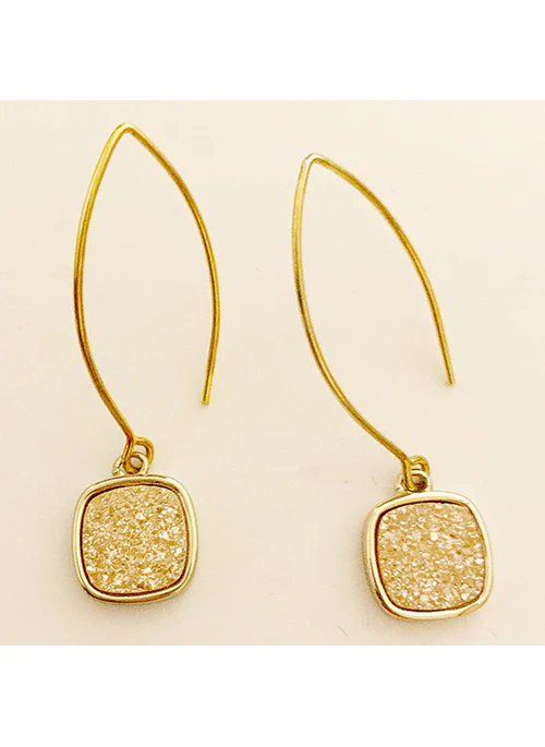 Mia Druzy Square Gold Earrings - Lositime