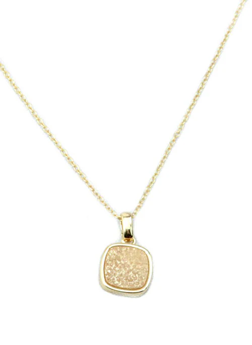 Christy Square Druzy Necklace in Gold - Lositime